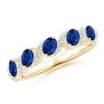 thumbnail image 1 of ANGARA Natural 1 Ct Five Stone Oval Sapphire Swirl Ring with Diamonds in 14K Yellow Gold for Women (Size-4x3mm) | September Birthstone, Anniversary, Jewelry Gift for Women | Natural Sapphire Ring, 1 of 10
