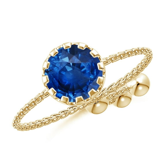 ANGARA Natural 1 Ct Multi Prong-Set Sapphire Solitaire Bolo Ring in 14K Yellow Gold for Women (Size-6mm) | September Birthstone, Anniversary, Jewelry Gift for Women | Natural Blue Sapphire Ring