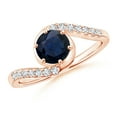 thumbnail image 1 of ANGARA Natural 1 Ct Prong-Set Sapphire Bypass Ring with Diamond Accents in 14K Rose Gold for Women (Size-6mm) | September Birthstone, Anniversary, Jewelry Gift for Women | Natural Blue Sapphire Ring, 1 of 9
