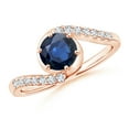 thumbnail image 1 of ANGARA Natural 1 Ct Prong-Set Sapphire Bypass Ring with Diamond Accents in 14K Rose Gold for Women (Size-6mm) | September Birthstone, Anniversary, Jewelry Gift for Women | Natural Blue Sapphire Ring, 1 of 9