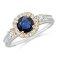 thumbnail image 1 of ANGARA Natural 1 Ct Vintage Inspired Sapphire Ring with Filigree in 14K White & Yellow Gold for Women (Size-6mm) | September Birthstone, Anniversary, Jewelry Gift for Women | Natural Sapphire Ring, 1 of 9