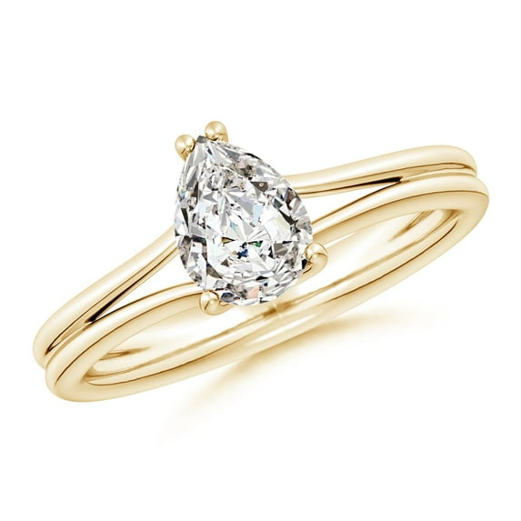 ANGARA Natural 1 ct Diamond Engagement Ring in 14K Yellow Gold for Women (Size-7.7x5.7mm| Color-I-J| Clarity-I1-I2) | April Birthstone, Anniversary, Jewelry Gift for Women | Natural Diamond Ring