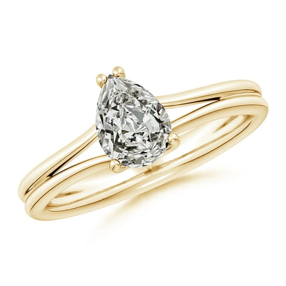 ANGARA Natural 1 ct Diamond Solitaire Engagement Ring in 14K Yellow Gold for Women (Size-7.7x5.7mm| Color-K| Clarity-I3) | April Birthstone, Anniversary, Jewelry Gift for Women | Natural Diamond Ring