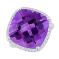 thumbnail image 1 of ANGARA Natural 11 Ct. Amethyst with Diamond Halo Ring in 14K White Gold for Women (Ring Size: 8.5), 1 of 9