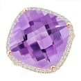 thumbnail image 1 of ANGARA Natural 13.5 Ct. Amethyst with Diamond Halo Ring in 14K Rose Gold for Women (Ring Size: 5.5), 1 of 9