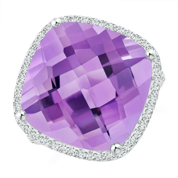 ANGARA Natural 13.5 Ct. Amethyst with Diamond Halo Ring in 14K White Gold for Women (Ring Size: 3)