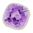 thumbnail image 1 of ANGARA Natural 13.5 Ct. Amethyst with Diamond Halo Ring in 14K Yellow Gold for Women (Ring Size: 6.5), 1 of 9