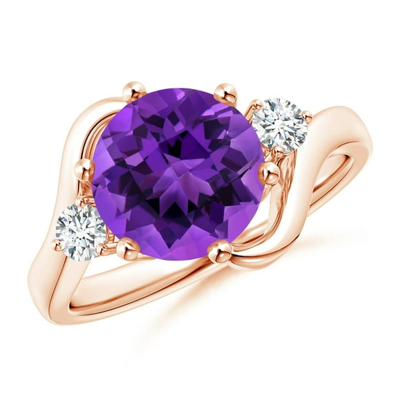 ANGARA Natural 2.1 Ct. Amethyst with Diamond Classic Ring in 14K Rose Gold for Women (Ring Size: 3.5)