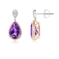 thumbnail image 1 of ANGARA Natural 2.1 ct Amethyst Teardrop Earrings with Diamond in 14K Rose & White Gold for Women (Size-9x6mm) | February Birthstone, Anniversary, Jewelry Gift for Women | Natural Amethyst Earrings, 1 of 7