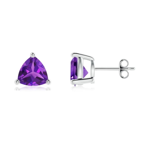 ANGARA Natural Basket-Set Trillion 2.2 ct Amethyst Stud Earrings in 925 Sterling Silver for Women (Size-7mm) | February Birthstone, Anniversary, Jewelry Gift for Women | Natural Amethyst Earrings