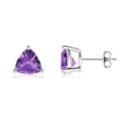 thumbnail image 1 of ANGARA Natural Basket-Set Trillion 2.2 ct Amethyst Stud Earrings in 925 Sterling Silver for Women (Size-7mm) | February Birthstone, Anniversary, Jewelry Gift for Women | Natural Amethyst Earrings, 1 of 7
