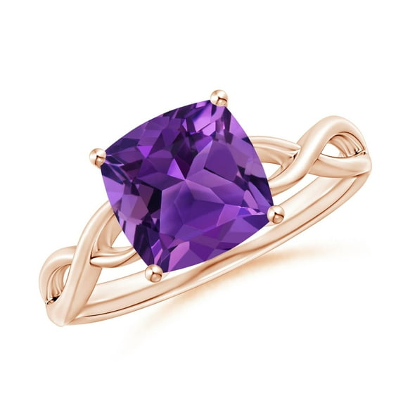 ANGARA Natural 2.2 Ct. Amethyst Solitaire Engagement Ring in 14K Rose Gold for Women (Ring Size: 11.5)