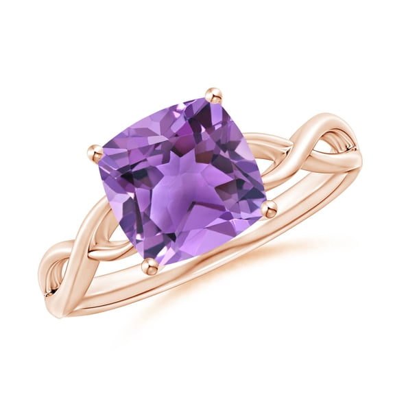 ANGARA Natural 2.2 Ct. Amethyst Solitaire Engagement Ring in 14K Rose Gold for Women (Ring Size: 5)