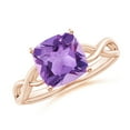 thumbnail image 1 of ANGARA Natural 2.2 Ct. Amethyst Solitaire Engagement Ring in 14K Rose Gold for Women (Ring Size: 8.5), 1 of 8