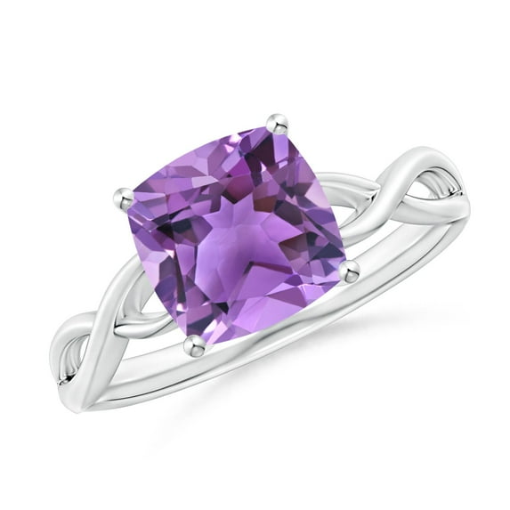ANGARA Natural 2.2 Ct. Amethyst Solitaire Engagement Ring in 14K White Gold for Women (Ring Size: 12)