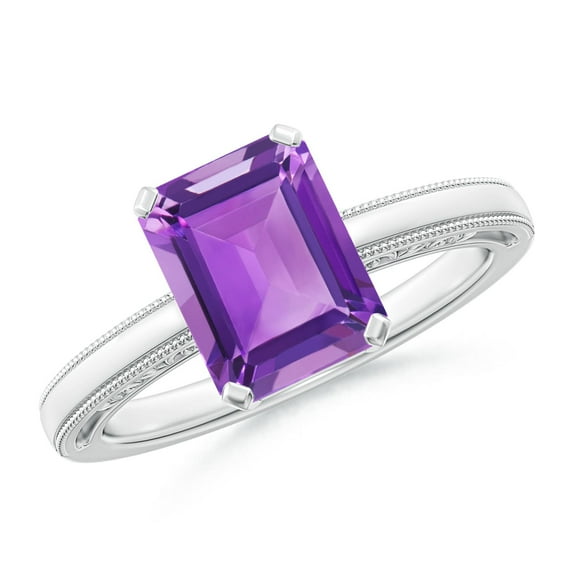 ANGARA Natural 2.2 Ct. Amethyst Solitaire Ring in 14K White Gold for Women (Ring Size: 3.5)