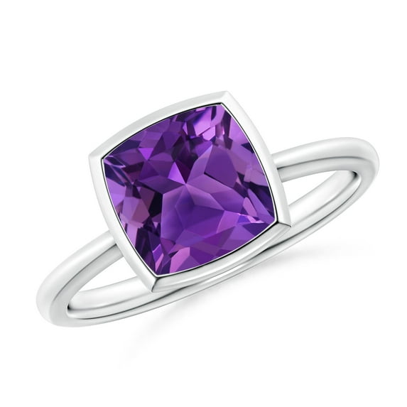 ANGARA Natural 2.2 Ct. Amethyst Solitaire Ring in 14K White Gold for Women (Ring Size: 4)