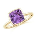 thumbnail image 1 of ANGARA Natural Bezel-Set Solitaire Cushion 2.2 ct Amethyst Ring in 14K Yellow Gold for Women (Size-8mm) | February Birthstone, Birthday, Anniversary, Jewelry Gift for Women | Natural Amethyst Ring, 1 of 10