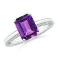 thumbnail image 1 of ANGARA Natural Emerald Cut 2.2 ct Amethyst Ring with Milgrain in 925 Sterling Silver for Women (Size-9x7mm) | February Birthstone, Anniversary, Jewelry Gift for Women | Natural Amethyst Ring, 1 of 9