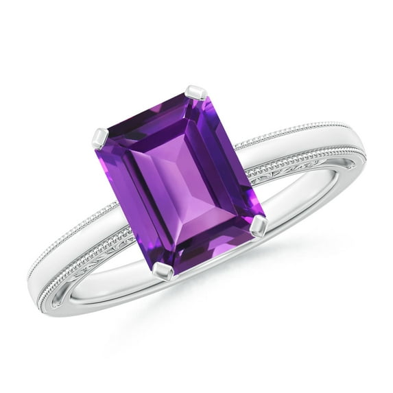 ANGARA Natural 2.2 Ct. Amethyst Solitaire Ring in Sterling Silver for Women (Ring Size: 3)