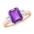 thumbnail image 1 of ANGARA Natural 2.2 Ct. Amethyst with Diamond Classic Ring in 14K Rose Gold for Women (Ring Size: 4.5), 1 of 9