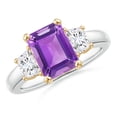 thumbnail image 1 of ANGARA Natural 2.2 Ct. Amethyst with Diamond Classic Ring in 14K White & Yellow Gold for Women (Ring Size: 7.5), 1 of 9