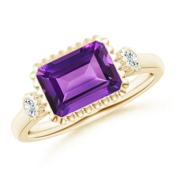 ANGARA Natural 2.2 Ct. Amethyst with Diamond Classic Ring in 14K Yellow Gold for Women (Ring Size: 6)