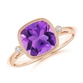 thumbnail image 1 of ANGARA Natural Bezel Set Cushion 2.2 ct Amethyst Ring with Milgrain Detailing in 14K Rose Gold for Women (Size-8mm) | February Birthstone, Anniversary, Jewelry Gift for Women | Natural Amethyst Ring, 1 of 9