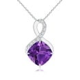thumbnail image 1 of ANGARA Natural Claw-Set 2.2 ct Amethyst Infinity Pendant with Diamonds in 14K White Gold for Women (Size-8mm) | February Birthstone, Anniversary, Jewelry Gift for Women | Natural Amethyst Necklace, 1 of 7