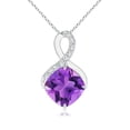 thumbnail image 1 of ANGARA Natural 2.2 ct Amethyst Infinity Pendant with Diamonds in 925 Sterling Silver for Women (Size-8mm) | February Birthstone, Anniversary, Jewelry Gift for Women | Natural Amethyst Necklace, 1 of 7