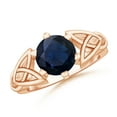 thumbnail image 1 of ANGARA Natural 2.2 Ct Solitaire Round Sapphire Celtic Knot Ring in 14K Rose Gold for Women (Size-8mm) | September Birthstone, Anniversary, Jewelry Gift for Women | Natural Blue Sapphire Ring, 1 of 9
