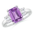 thumbnail image 1 of ANGARA Natural 2.2 ct Amethyst and Diamond Three Stone Ring in 14K White Gold for Women (Size-9x7mm) | February Birthstone, Birthday, Anniversary, Jewelry Gift for Women | Natural Amethyst Ring, 1 of 8