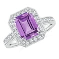 thumbnail image 1 of ANGARA Natural 2.2 ct Amethyst Engagement Ring with Diamond Halo in 14K White Gold for Women (Size-9x7mm) | February Birthstone, Anniversary, Jewelry Gift for Women | Natural Amethyst Ring, 1 of 9
