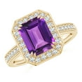 thumbnail image 1 of ANGARA Natural 2.2 ct Amethyst Engagement Ring with Diamond Halo in 14K Yellow Gold for Women (Size-9x7mm) | February Birthstone, Anniversary, Jewelry Gift for Women | Natural Amethyst Ring, 1 of 8