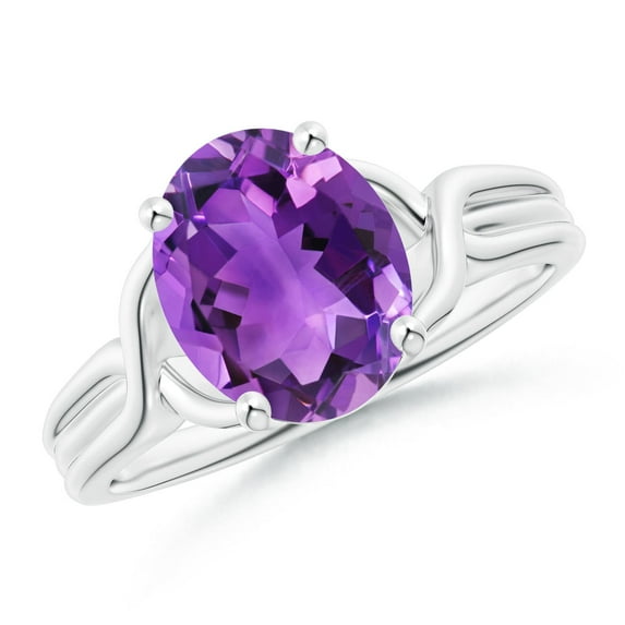ANGARA Natural 2.28 Ct. Amethyst Solitaire Ring in 14K White Gold for Women (Ring Size: 12)