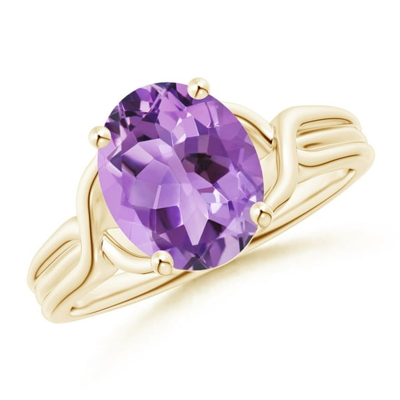 ANGARA Natural 2.28 Ct. Amethyst Solitaire Ring in 14K Yellow Gold for Women (Ring Size: 5)