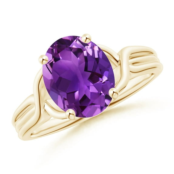ANGARA Natural 2.28 Ct. Amethyst Solitaire Ring in 14K Yellow Gold for Women (Ring Size: 7)
