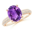 thumbnail image 1 of ANGARA Natural Classic Oval 2.28 ct Amethyst Ring in 14K Rose Gold for Women (Size-10x8mm) | February Birthstone, Birthday, Anniversary, Jewelry Gift for Women | Natural Amethyst Ring, 1 of 1