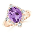 thumbnail image 1 of ANGARA Natural Oval 2.28 ct Amethyst Compass Ring with Diamond Halo in 14K Rose Gold for Women (Size-10x8mm) | February Birthstone, Anniversary, Jewelry Gift for Women | Natural Amethyst Ring, 1 of 8