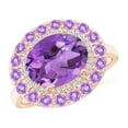 thumbnail image 1 of ANGARA Natural Sideways Oval 2.28 ct Amethyst Double Halo Cocktail Ring in 14K Rose Gold for Women (Size-10x8mm) | February Birthstone, Anniversary, Jewelry Gift for Women | Natural Amethyst Ring, 1 of 8