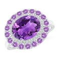 thumbnail image 1 of ANGARA Natural Sideways Oval 2.28 ct Amethyst Double Halo Cocktail Ring in 14K White Gold for Women (Size-10x8mm) | February Birthstone, Anniversary, Jewelry Gift for Women | Natural Amethyst Ring, 1 of 8