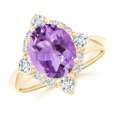 thumbnail image 1 of ANGARA Natural 2.28 Ct. Amethyst with Diamond Halo Ring in 14K Yellow Gold for Women (Ring Size: 12), 1 of 8