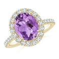 thumbnail image 1 of ANGARA Natural 2.28 Ct. Amethyst with Diamond Halo Ring in 14K Yellow Gold for Women (Ring Size: 3), 1 of 9