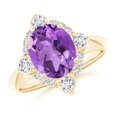 thumbnail image 1 of ANGARA Natural Oval 2.28 ct Amethyst Compass Ring with Diamond Halo in 14K Yellow Gold for Women (Size-10x8mm) | February Birthstone, Anniversary, Jewelry Gift for Women | Natural Amethyst Ring, 1 of 7