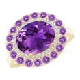 thumbnail image 1 of ANGARA Natural Sideways Oval 2.28 ct Amethyst Double Halo Cocktail Ring in 14K Yellow Gold for Women (Size-10x8mm) | February Birthstone, Anniversary, Jewelry Gift for Women | Natural Amethyst Ring, 1 of 9