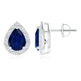thumbnail image 1 of ANGARA Natural 2.3 Ct Pear-Shaped Sapphire Halo Stud Earrings in 14K White Gold for Women (Size-8x6mm) | September Birthstone, Anniversary, Jewelry Gift for Women | Natural Blue Sapphire Earrings, 1 of 6