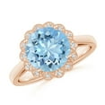 thumbnail image 1 of ANGARA Natural 2.3 ct Aquamarine Scalloped Halo Ring in 14K Rose Gold for Women (Size-9mm) | March Birthstone, Birthday, Anniversary, Jewelry Gift for Women | Natural Aquamarine Ring, 1 of 8