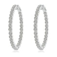 thumbnail image 1 of ANGARA Natural Shared Prong 2.34 ct Diamond Inside Out Hoop Earrings in 14K White Gold for Women (Size-2.1mm| Color-K| Clarity-I3) | Anniversary, Jewelry Gift for Women | Natural Diamond Earrings, 1 of 9