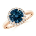thumbnail image 1 of ANGARA Natural 2.35 ct London Blue Topaz Cathedral Ring with Diamond in 14K Rose Gold for Women (Size-8mm) | November Birthstone, Anniversary, Jewelry Gift for Women | Natural London Blue Topaz Ring, 1 of 11