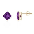 thumbnail image 1 of ANGARA Natural Clover-Shaped 2.4 ct Amethyst Stud Earrings in 14K Yellow Gold for Women (Size-7mm) | February Birthstone, Birthday, Anniversary, Jewelry Gift for Women | Natural Amethyst Earrings, 1 of 6